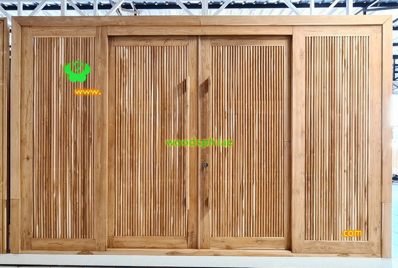 ประตูไม้สักบานเลื่อนชุด4 ชิ้น BB248