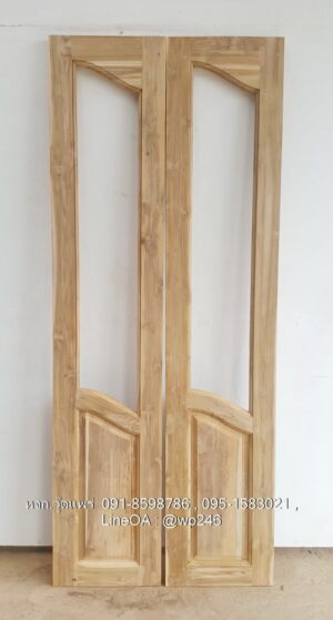 ประตูไม้สักบานเฟี้ยม A35