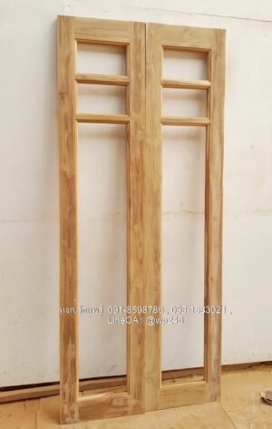 ประตูไม้สักบานเฟี้ยม A40