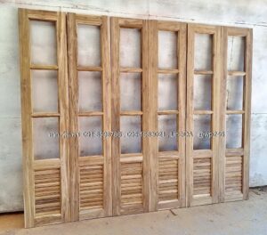 Alternative view of ประตูไม้สักบานเฟี้ยม A47