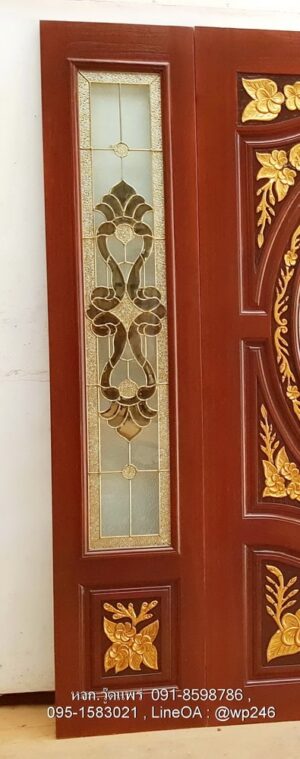 Alternative view of ประตูไม้สักบานเฟี้ยม A49