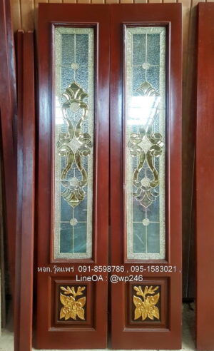 ประตูไม้สักบานเฟี้ยม A49