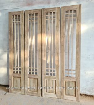 Alternative view of ประตูไม้สักบานเฟี้ยม A56