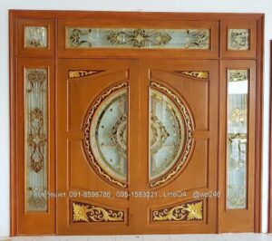 ชุดประตูกระจกไม้