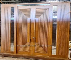 ประตูไม้สักบานเลื่อนโมเดิร์น