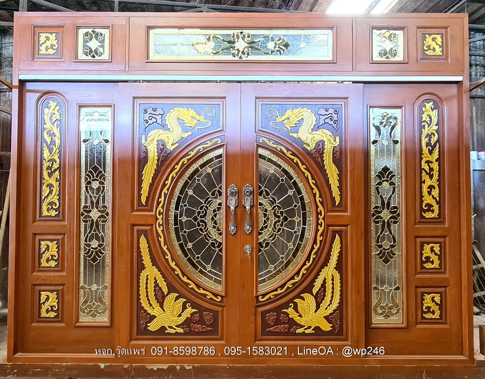 ชุดประตูรางเลื่อนไม้สัก