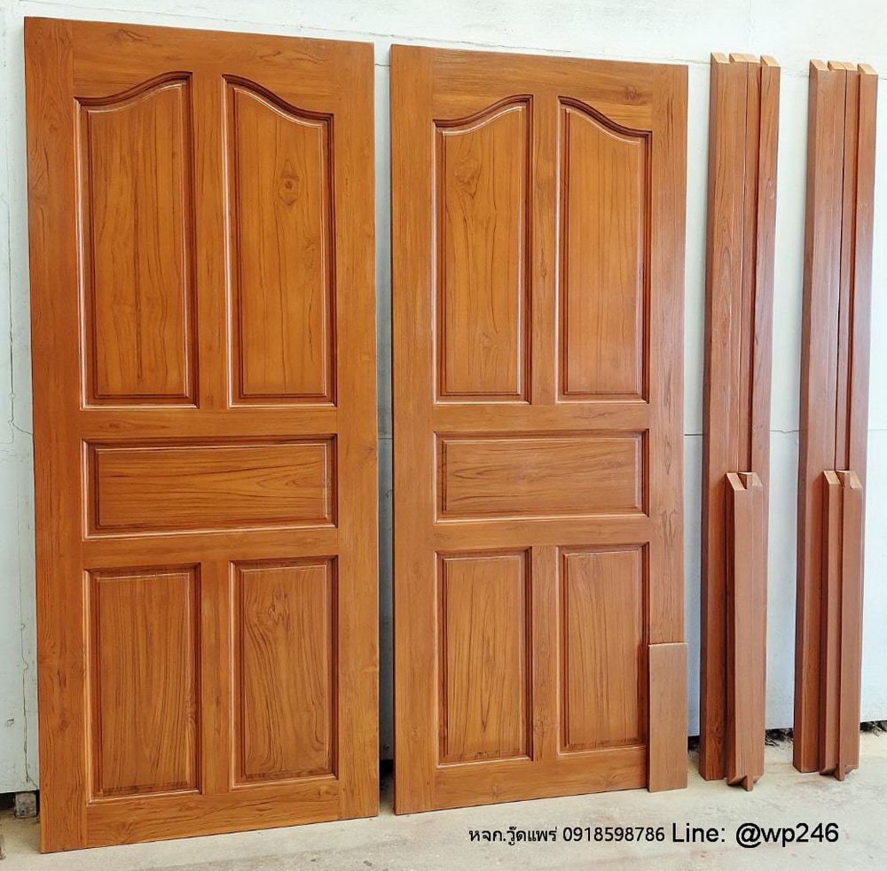 ประตูไม้สักบานเดี่ยว พร้อมวงกบ